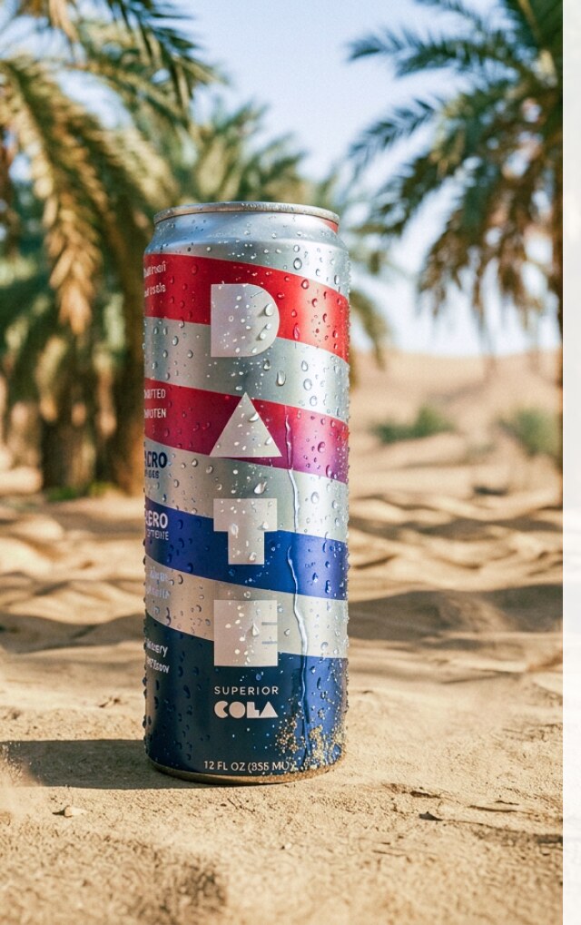 DATE Superior Cola can in the desert with date palms
